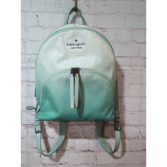 Kate Spade Karissa Backpack Purse Pre-owned Mint Green Ombre Nylon - Picture 1 of 15